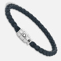 Montblanc Meisterstück Aviation Blue 3-ring steel and leather bracelet size M 13601363