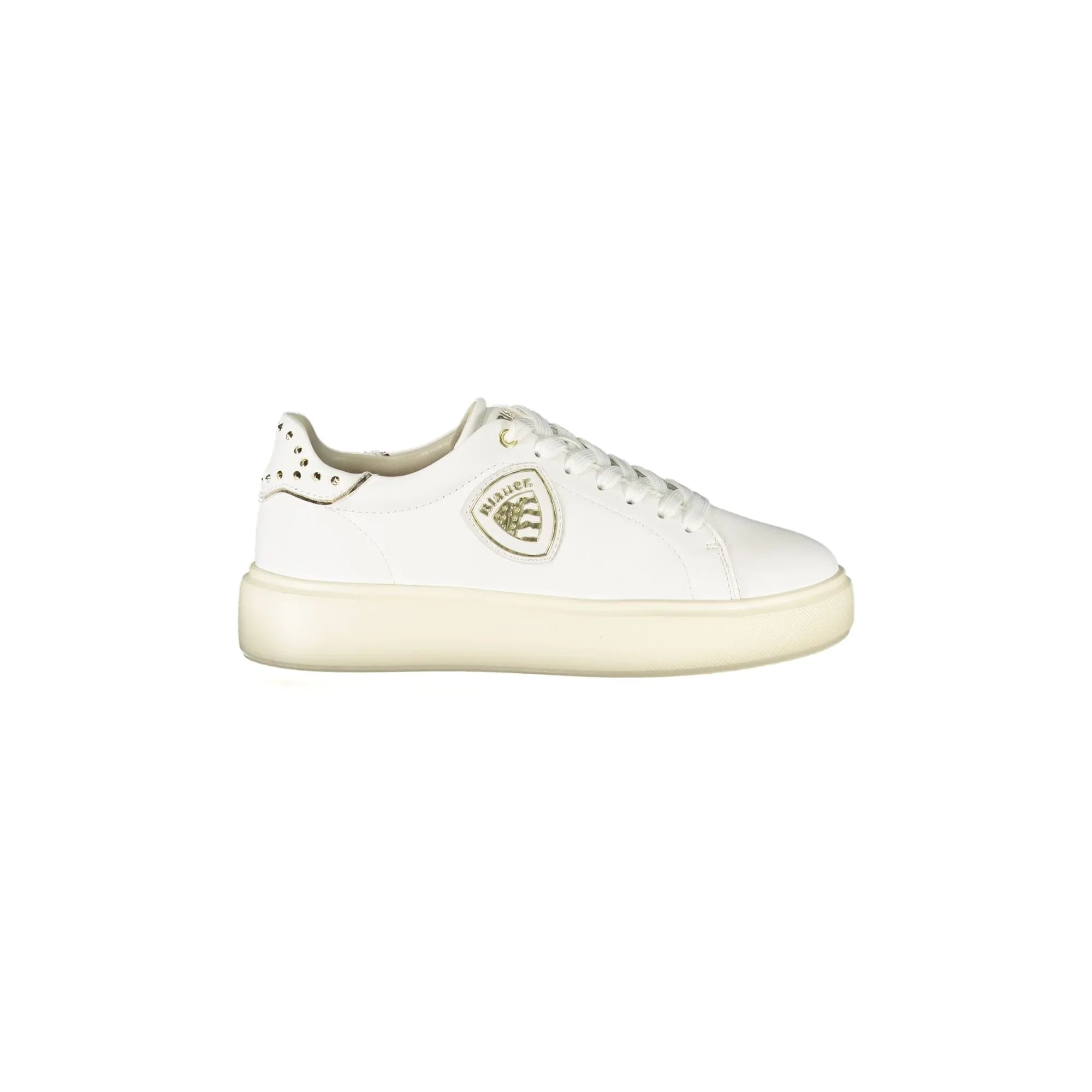 BLAUER Women's White Sneakers with Laces and Studded Appliques