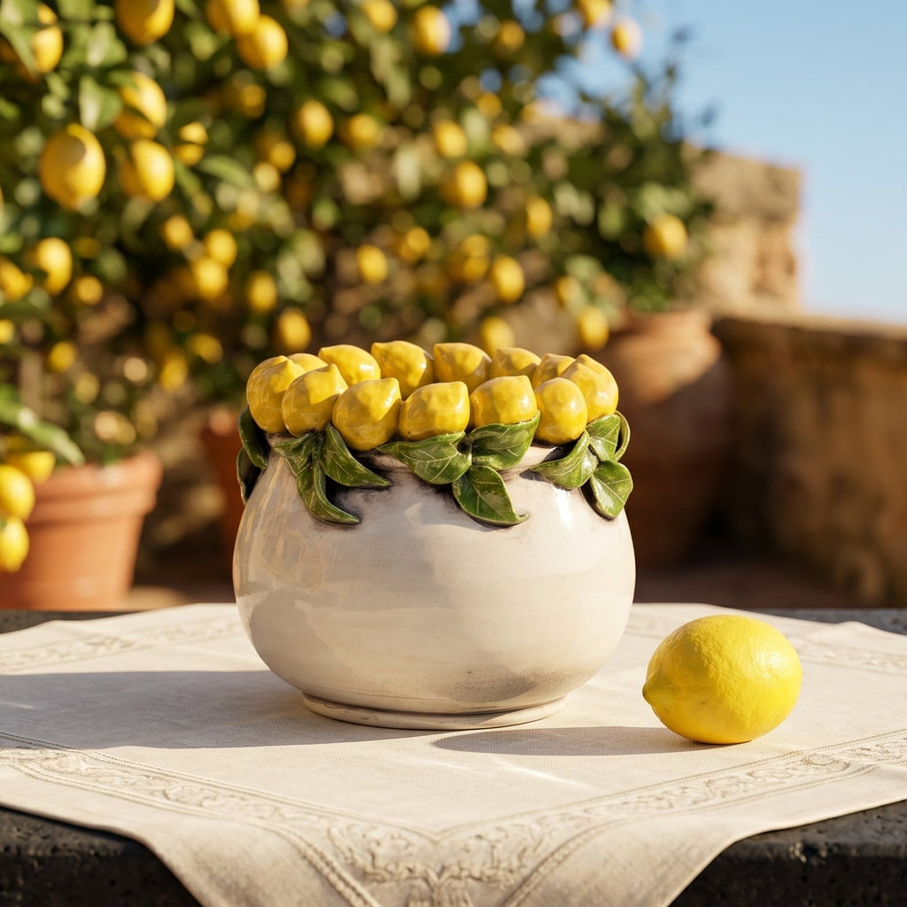 Vase H 16 with mother-of-pearl colored Sicilian Lemons