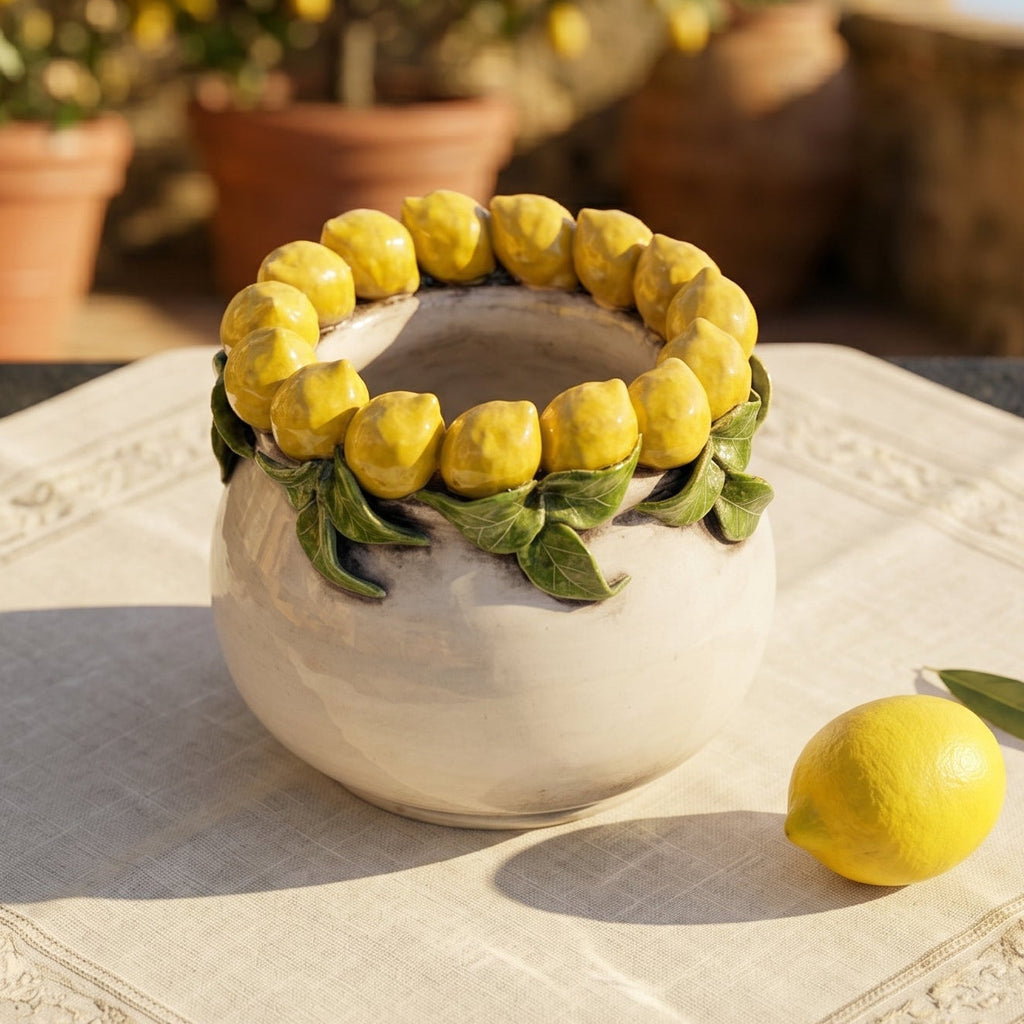 Vase H 16 with mother-of-pearl colored Sicilian Lemons