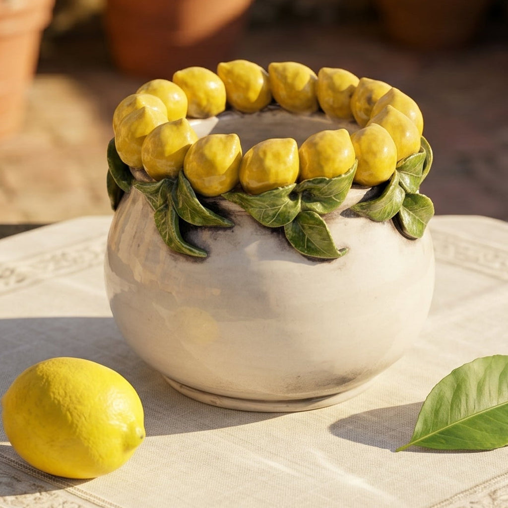 Vase H 16 with mother-of-pearl colored Sicilian Lemons