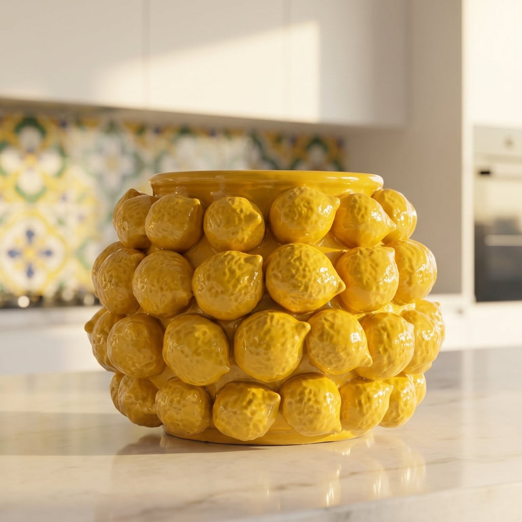 Vaso con Limoni in Ceramica di Caltagirone — Linea Decorativa