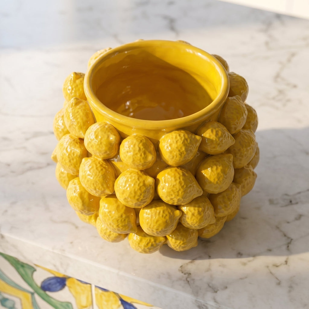 Vaso con Limoni in Ceramica di Caltagirone — Linea Decorativa
