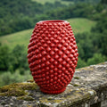 Vaso pigna botte artigianale in ceramica di Caltagirone modellata a mano Rosso Fuoco Ceramiche di Caltagirone Sofia