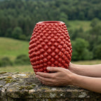 Vaso pigna botte artigianale in ceramica di Caltagirone modellata a mano Rosso Fuoco Ceramiche di Caltagirone Sofia
