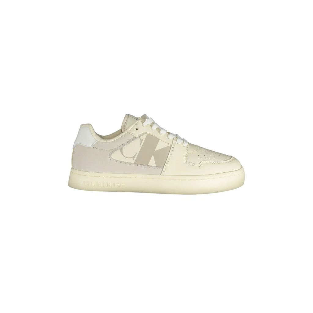 CALVIN KLEIN Scarpe Sneakers Uomo Bianche con Dettagli Tortora