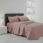 LAGOM Double Quilted Bedspread - Pure Percale Cotton with Handmade Piping