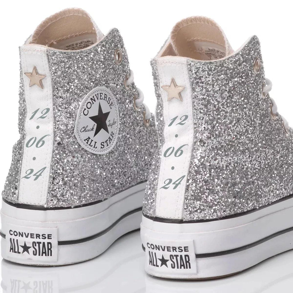 Converse Silver Glitter Platform