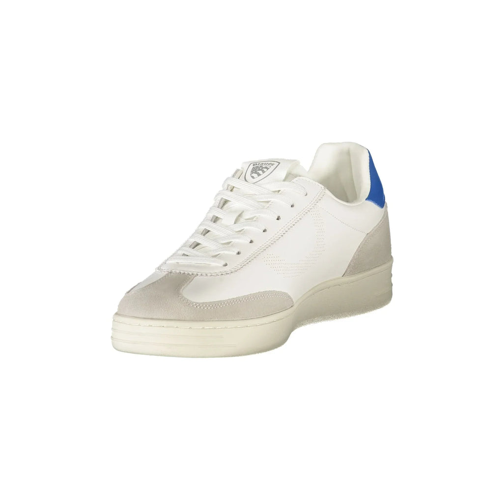 BLAUER Sneakers Uomo Bianche con Lacci e Dettagli a Contrasto Bianco