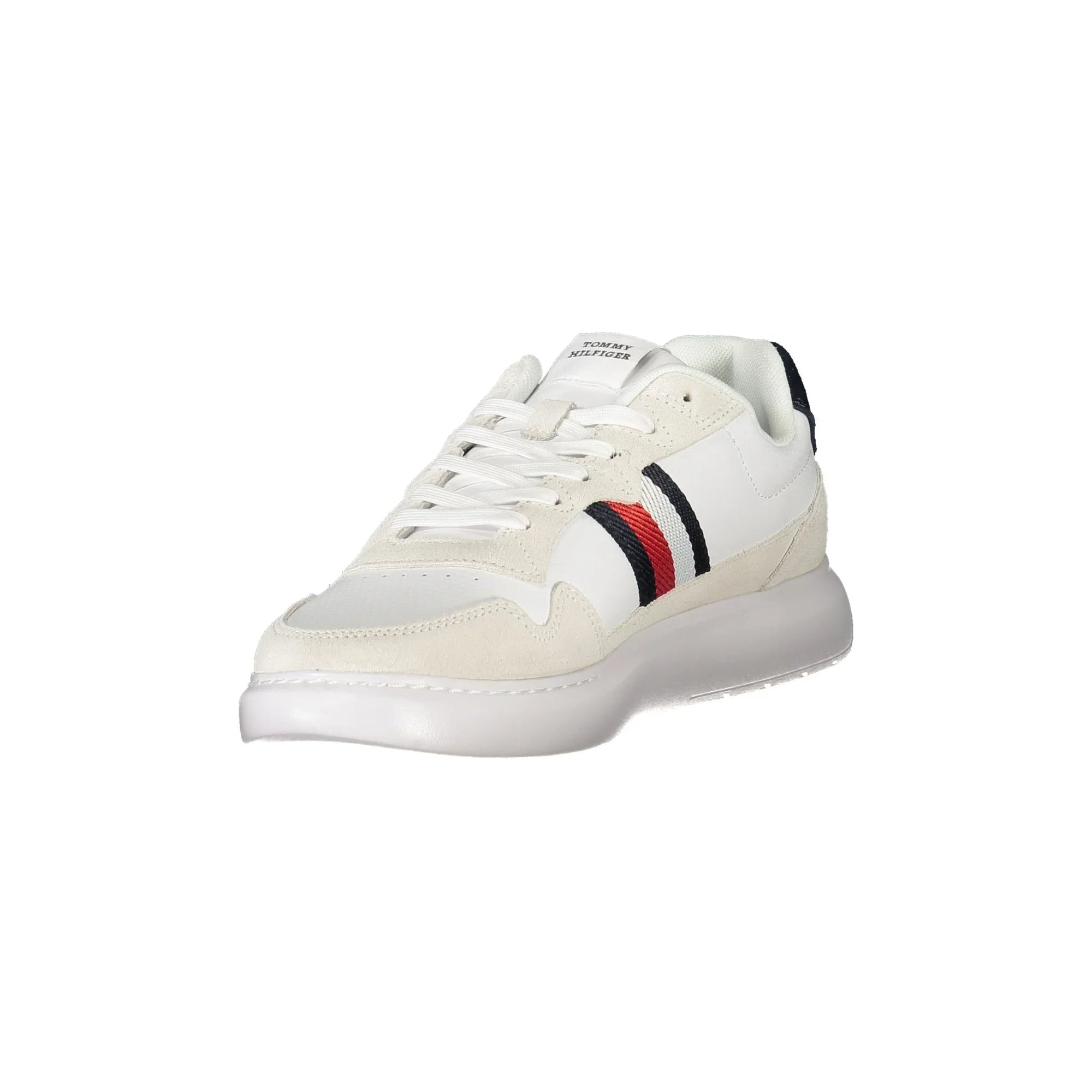 TOMMY HILFIGER Men's White Sport Shoe with Embroidery and Removable Footbed