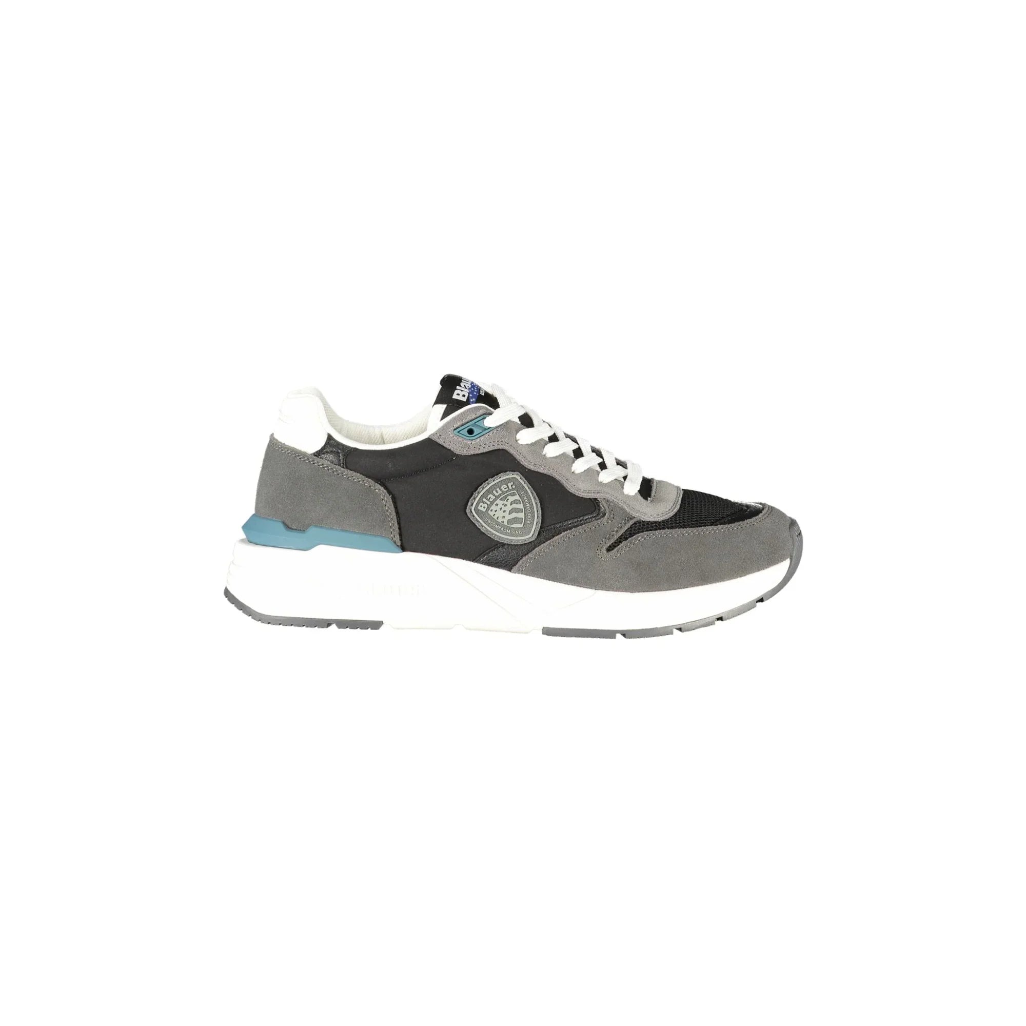 BLAUER Men's Black Sneakers with Details and Logo