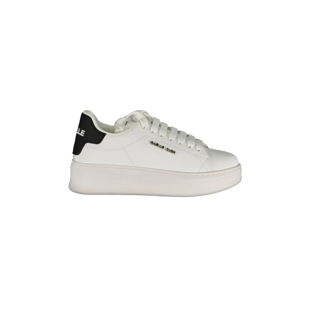 GAELLE PARIS Women's White Sneakers with Double Logo Laces