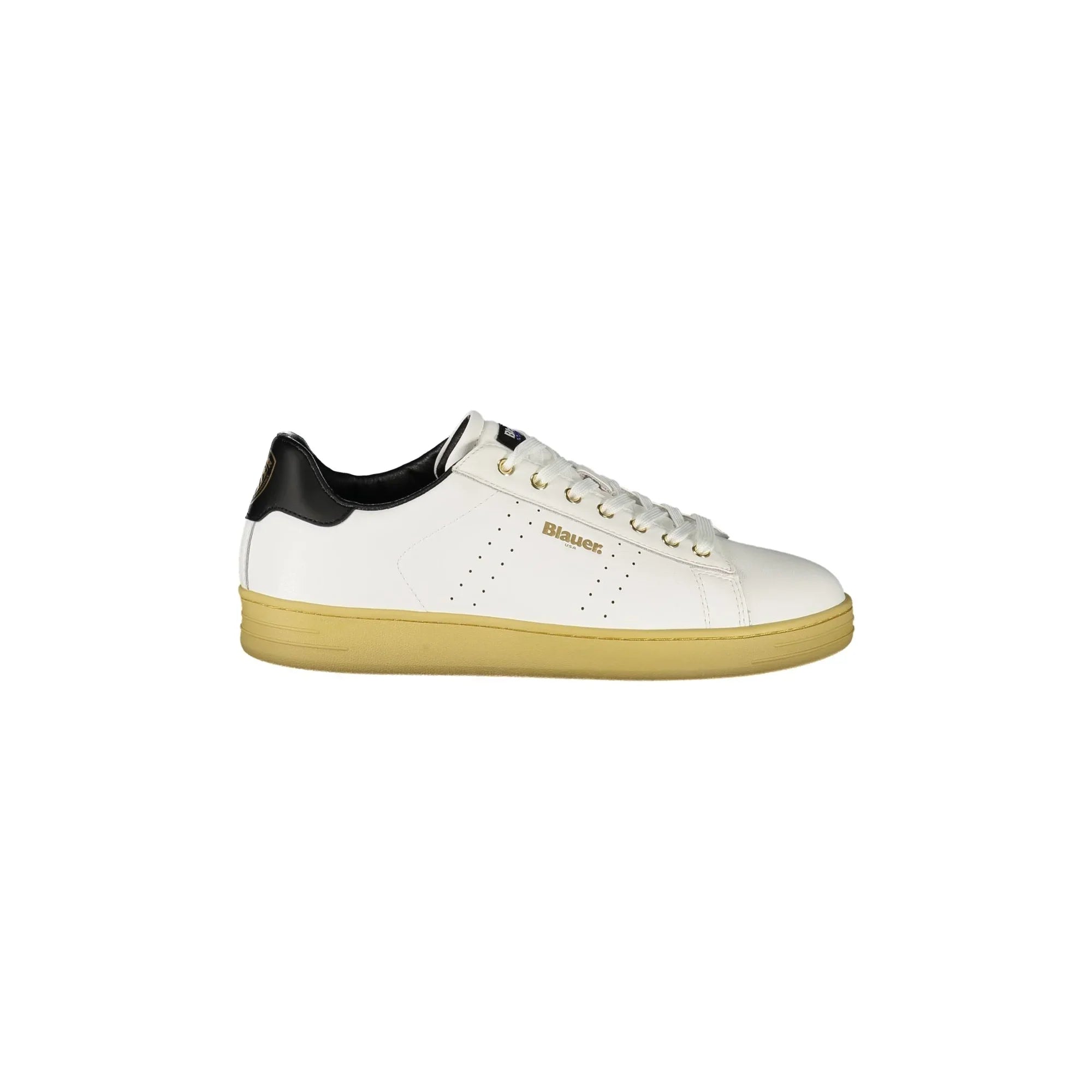 BLAUER Men's White Sneakers with Black Details