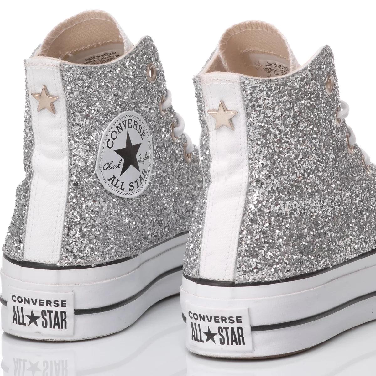 Converse Silver Glitter Platform