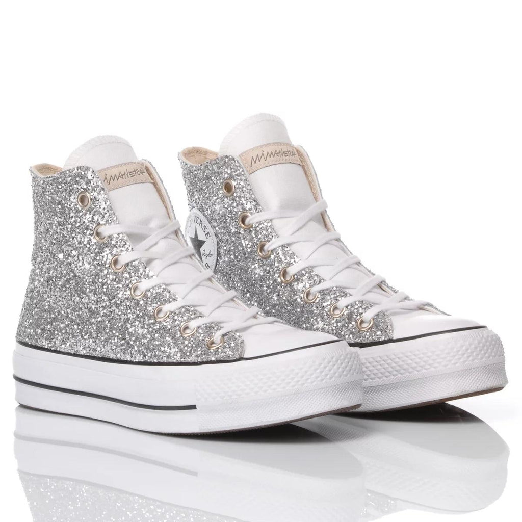 Converse Silver Glitter Platform