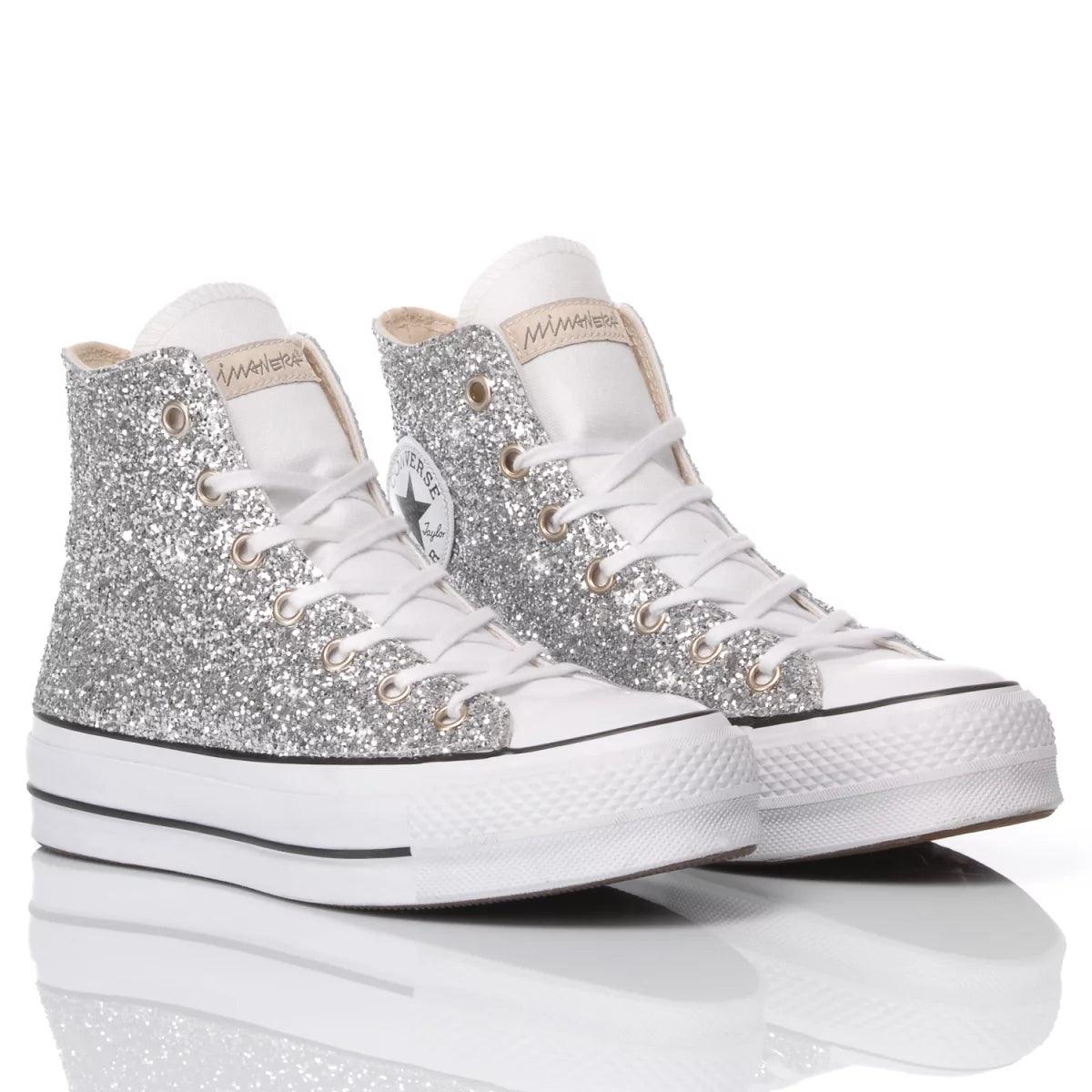 Converse Silver Glitter Platform