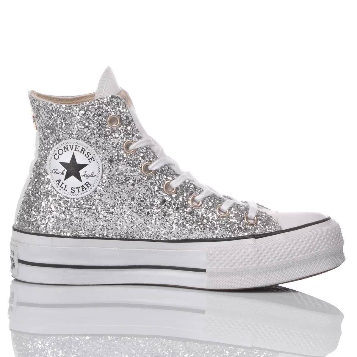 Converse Silver Glitter Platform