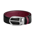 Montblanc Reversible Belt 35 mm Black/Cassis Leather with Horseshoe Buckle 199638