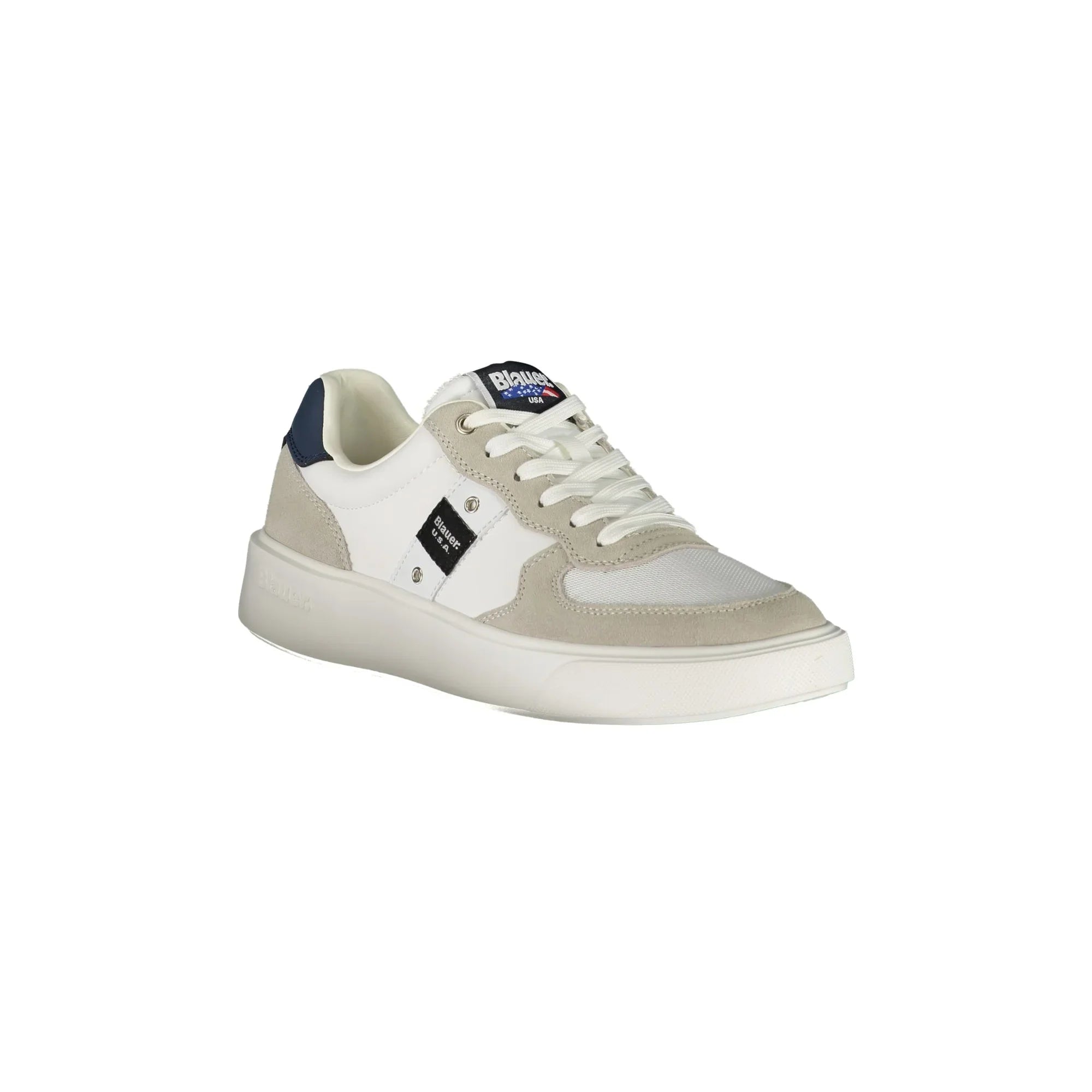 BLAUER Scarpe Sneakers Uomo Bianche con Dettagli a Contrasto e Applicazione