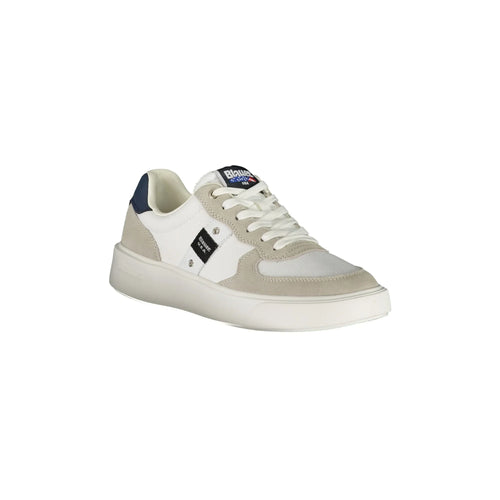 BLAUER Men's White Sneakers with Contrast Details and Application