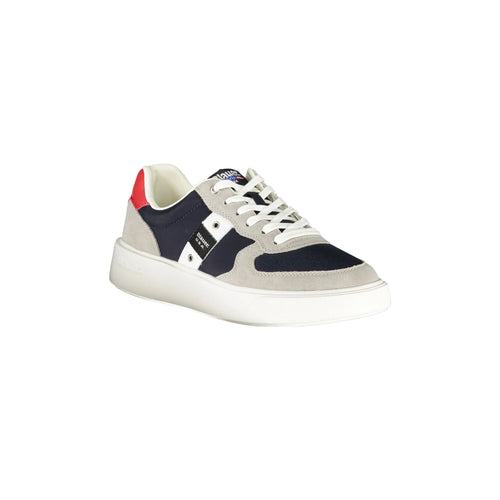 BLAUER Men's Blue Sneakers with Details and Logo