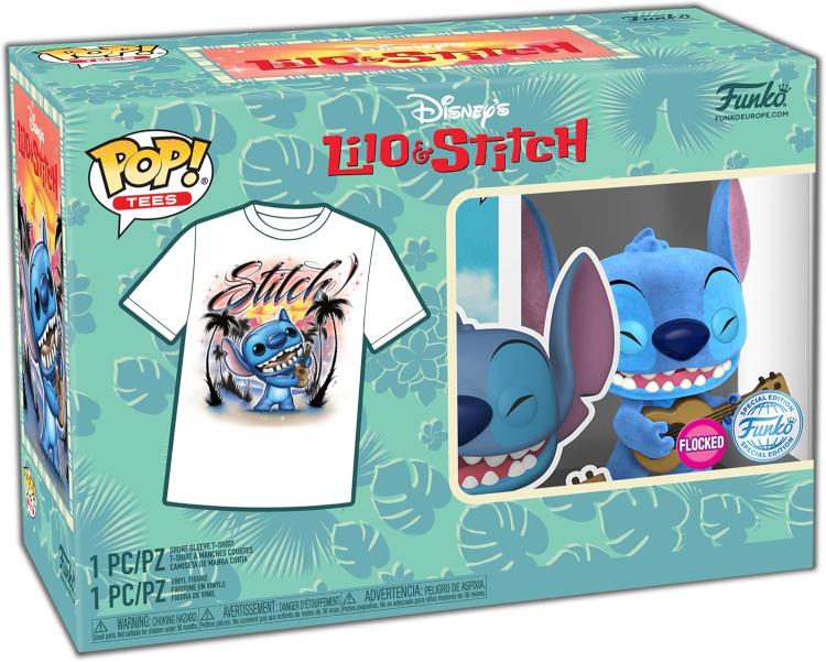 Funko Pop! + Tees Disney Lilo & Stitch Flocked Figure - T-Shirt S New