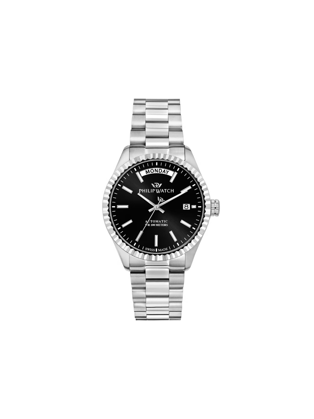 Philip Watch Caribe R8223597108 – Automatic Swiss Made Day-Date Black 39mm Men's