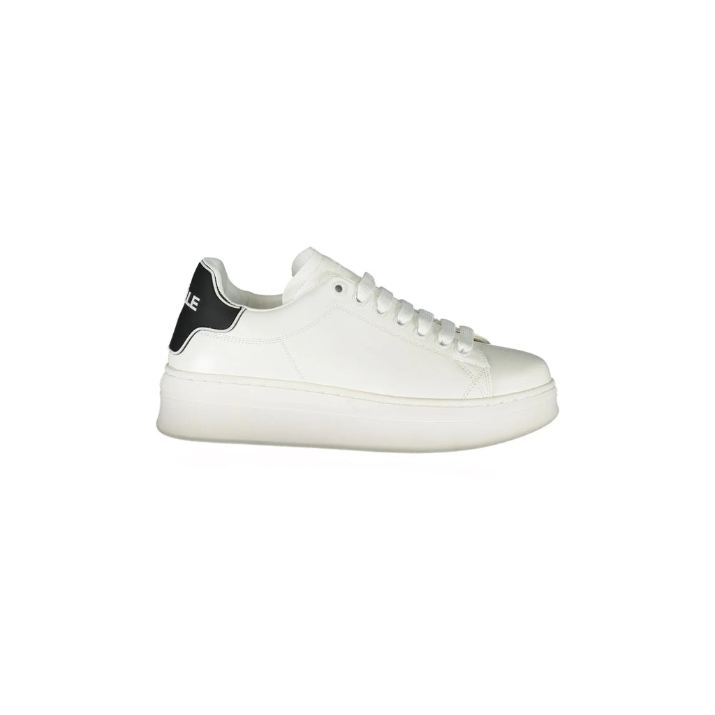 GAELLE PARIS Women's White Lace-Up Sneakers with Logo