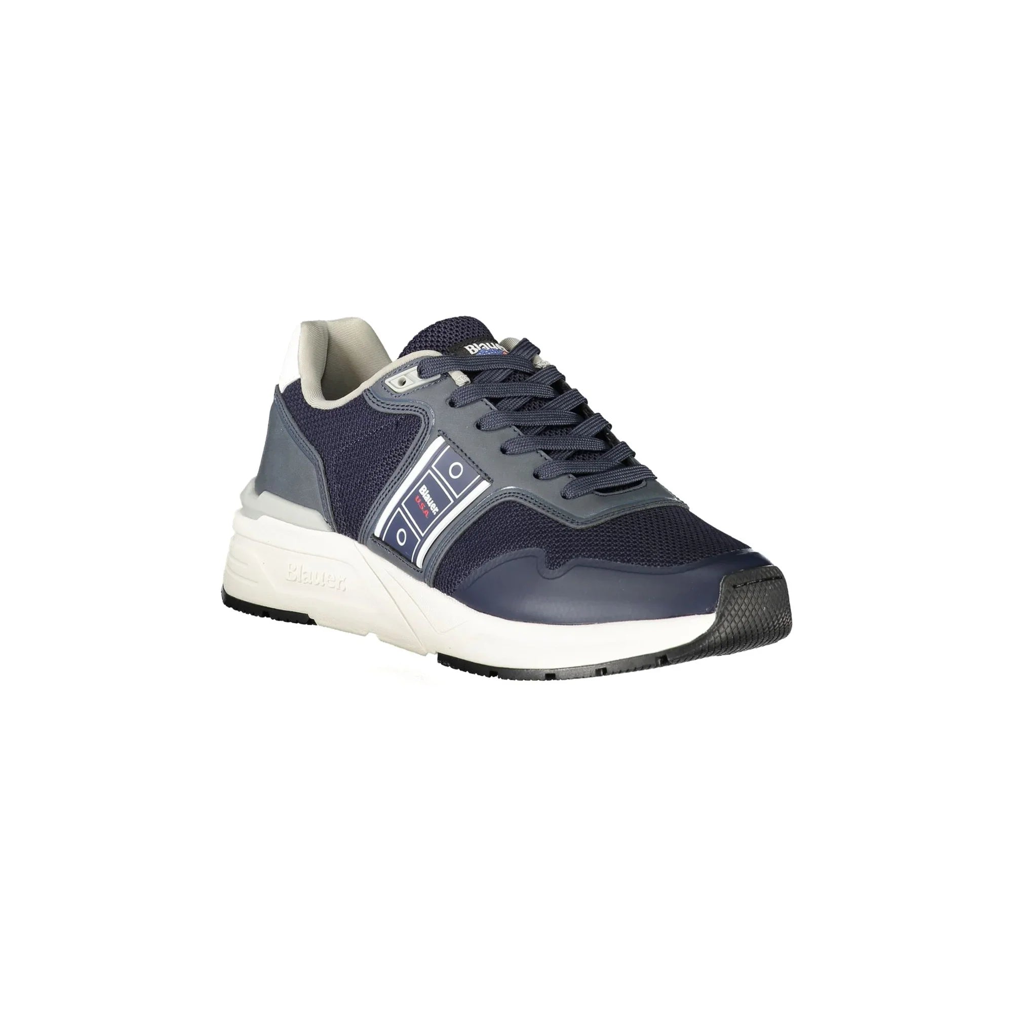 BLAUER Men's Blue Sneakers with Laces and Contrast Details