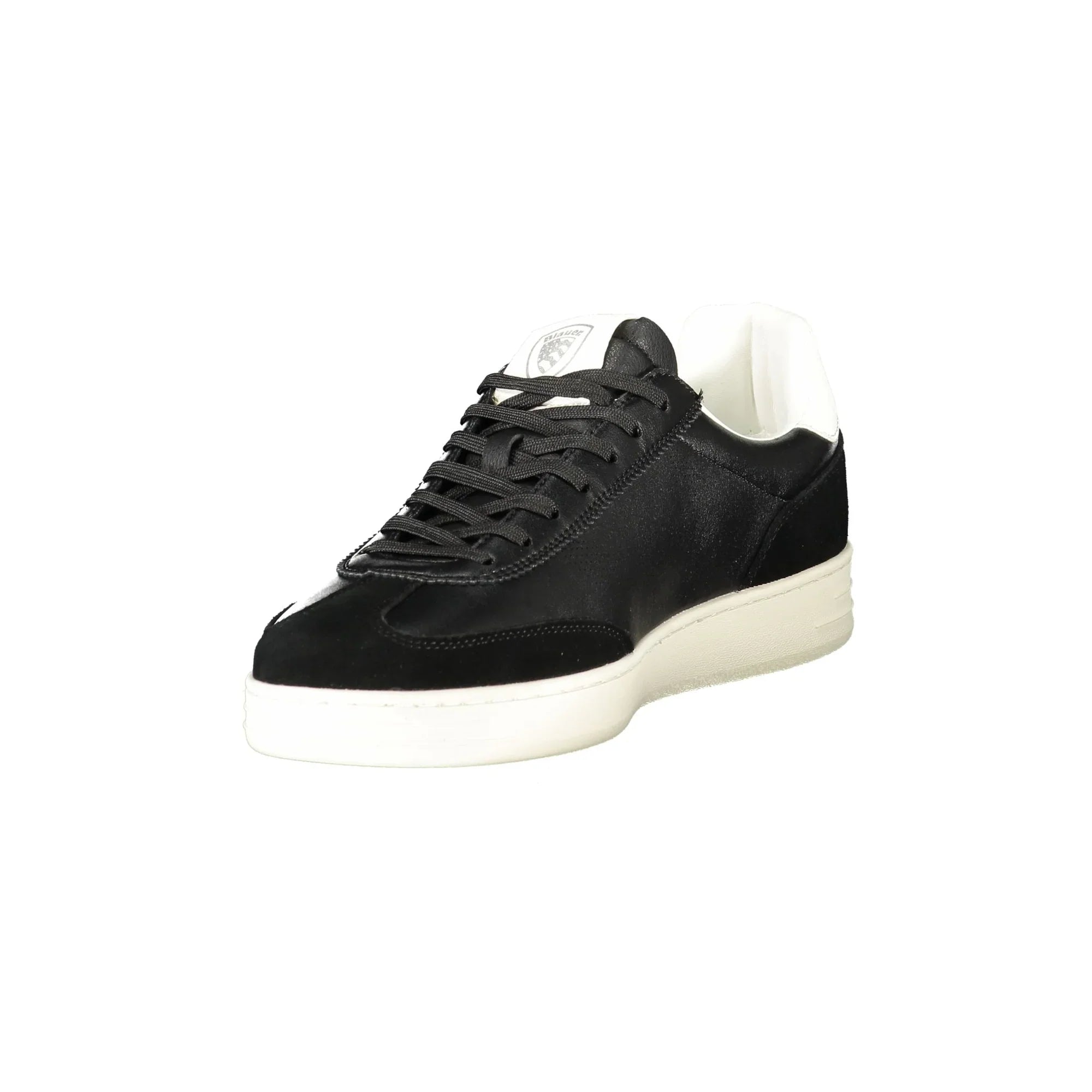 BLAUER Men's Black Sneakers with Laces and White Contrast Details