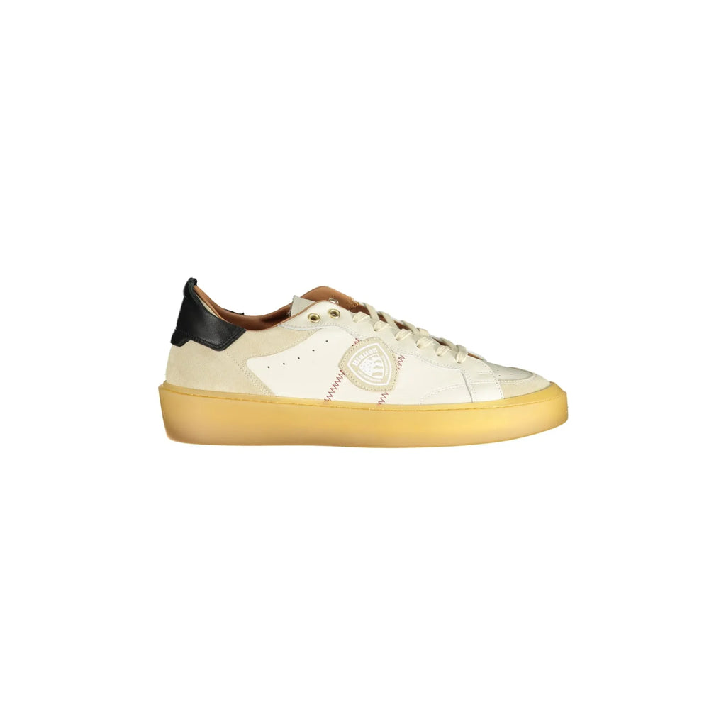 BLAUER Scarpe Sneakers Uomo Bianche con Dettagli a Contrasto e Applicazione