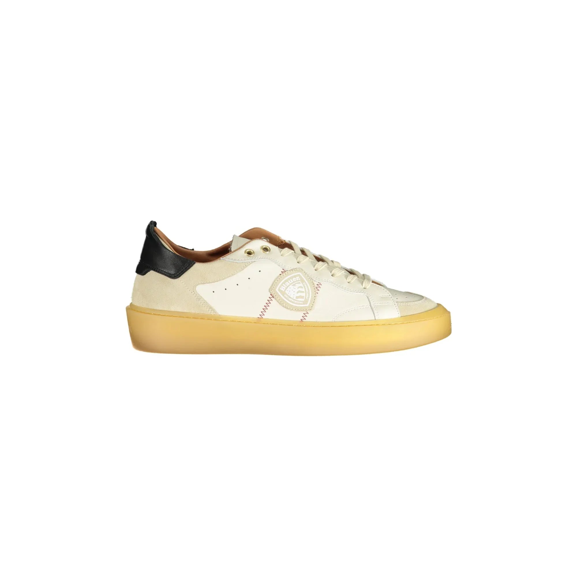 BLAUER Scarpe Sneakers Uomo Bianche con Dettagli a Contrasto e Applicazione