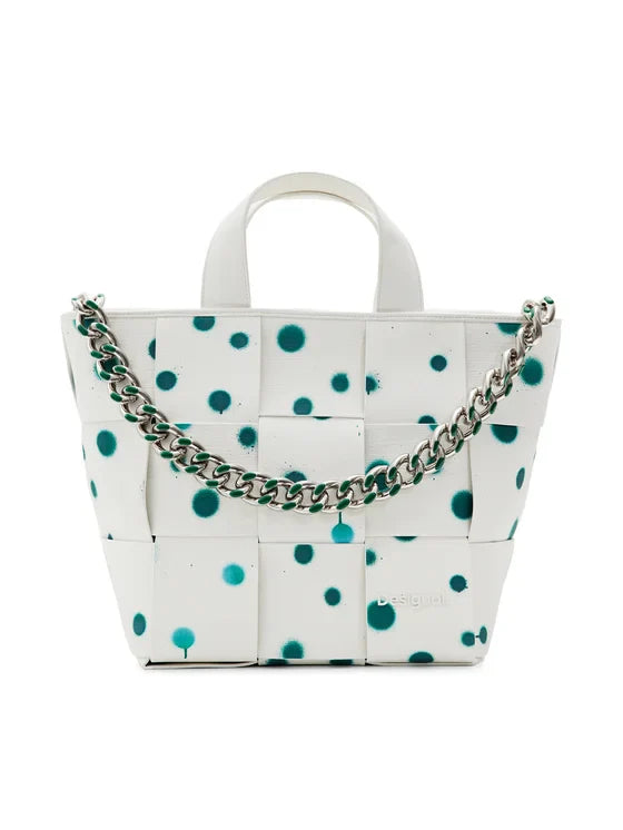 DESIGUAL Women's White Hand and Shoulder Bag with Chain Strap