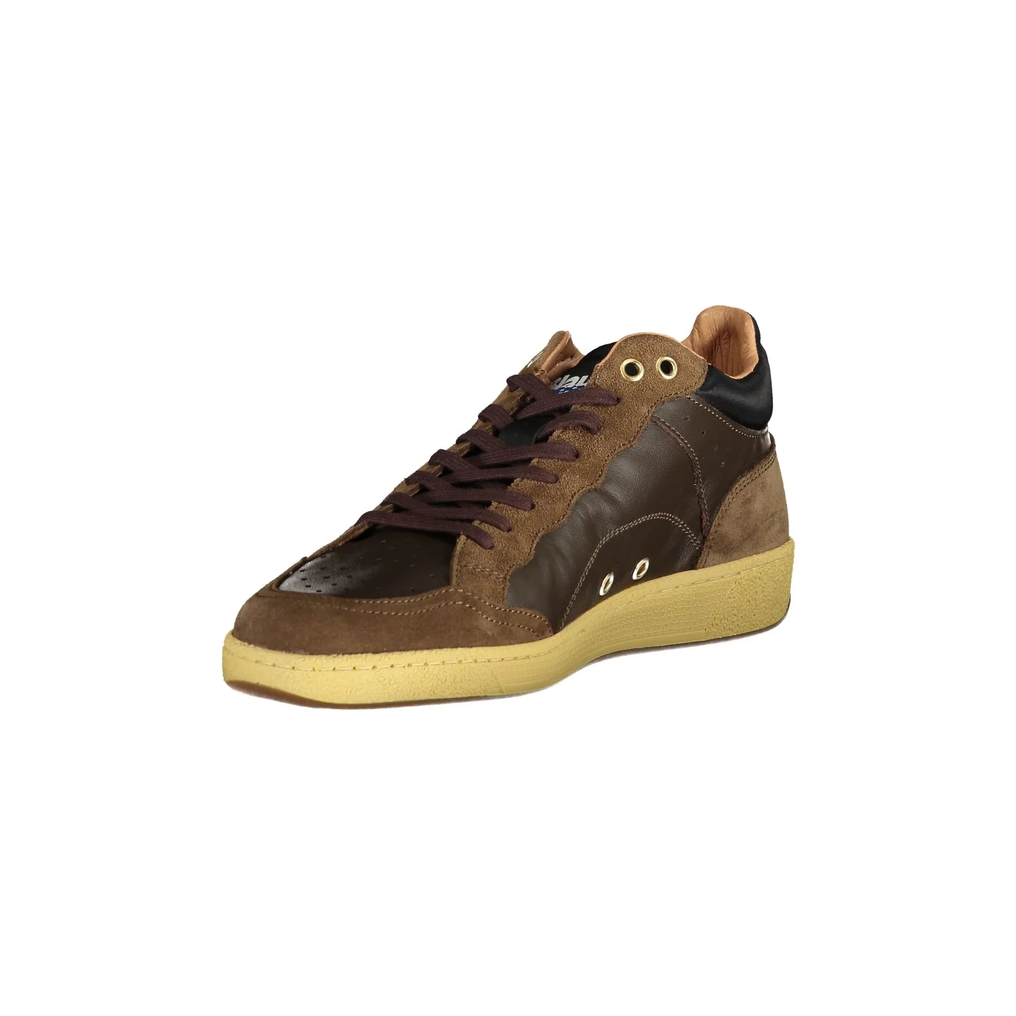 BLAUER Men's Brown Sneakers with Contrast Details