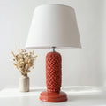 Lume Pigna Cilindro in Ceramica di Caltagirone h 60 cm — Rosso Fuoco