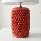 Lume Pigna Cilindro in Ceramica di Caltagirone h 60 cm — Rosso Fuoco