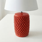 Lume Pigna Cilindro in Ceramica di Caltagirone h 60 cm — Rosso Fuoco