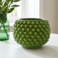 Vaso Mezza Pigna Senza Piede in Ceramica di Caltagirone — Verde Foglia