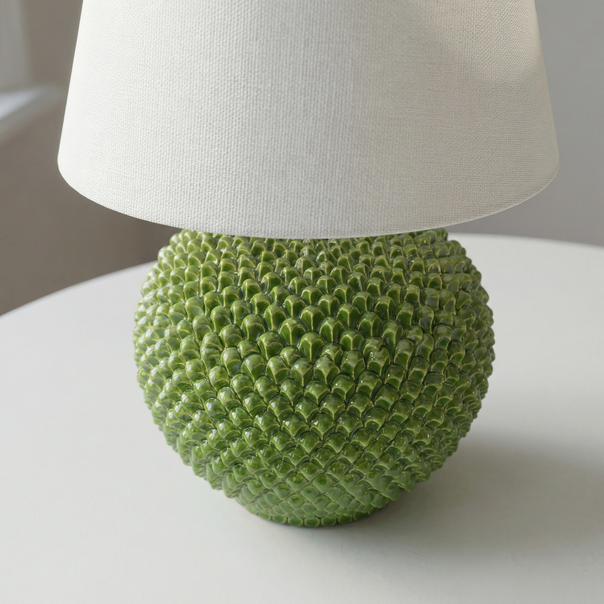 Lume a Palla Pigna in Ceramica di Caltagirone — Verde Foglia