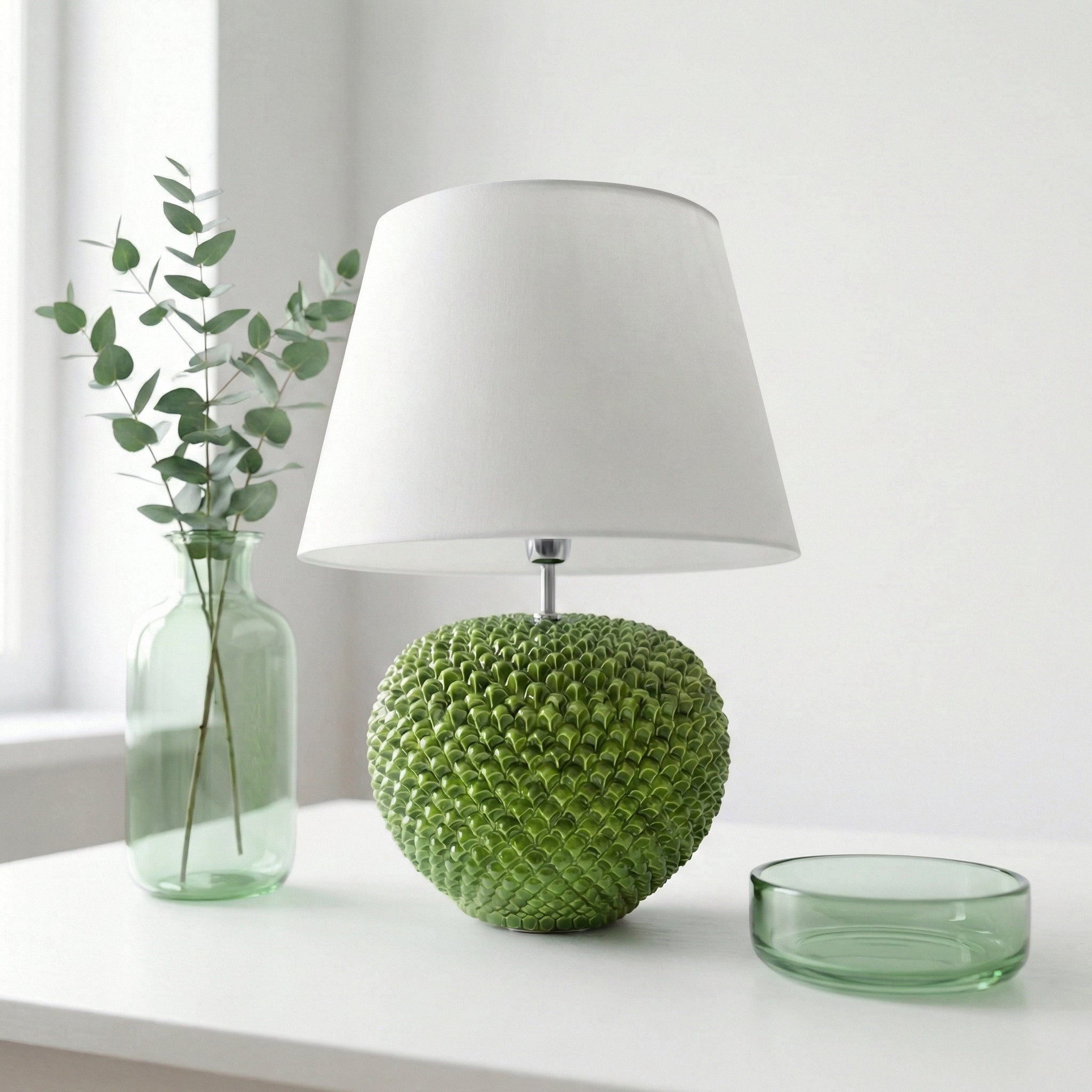 Lume a Palla Pigna in Ceramica di Caltagirone — Verde Foglia