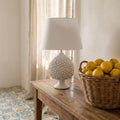 Hand-modeled White Line Pine Cone Lamp - Caltagirone Ceramics