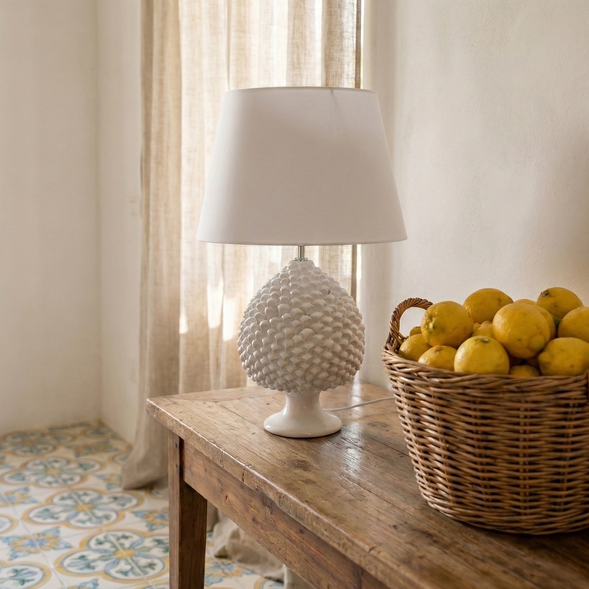 Lume Pigna in Ceramica di Caltagirone — White Line