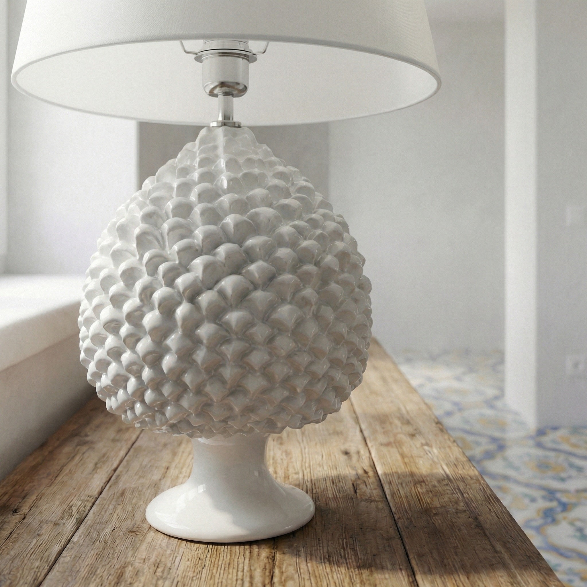 Lume Pigna in Ceramica di Caltagirone — White Line
