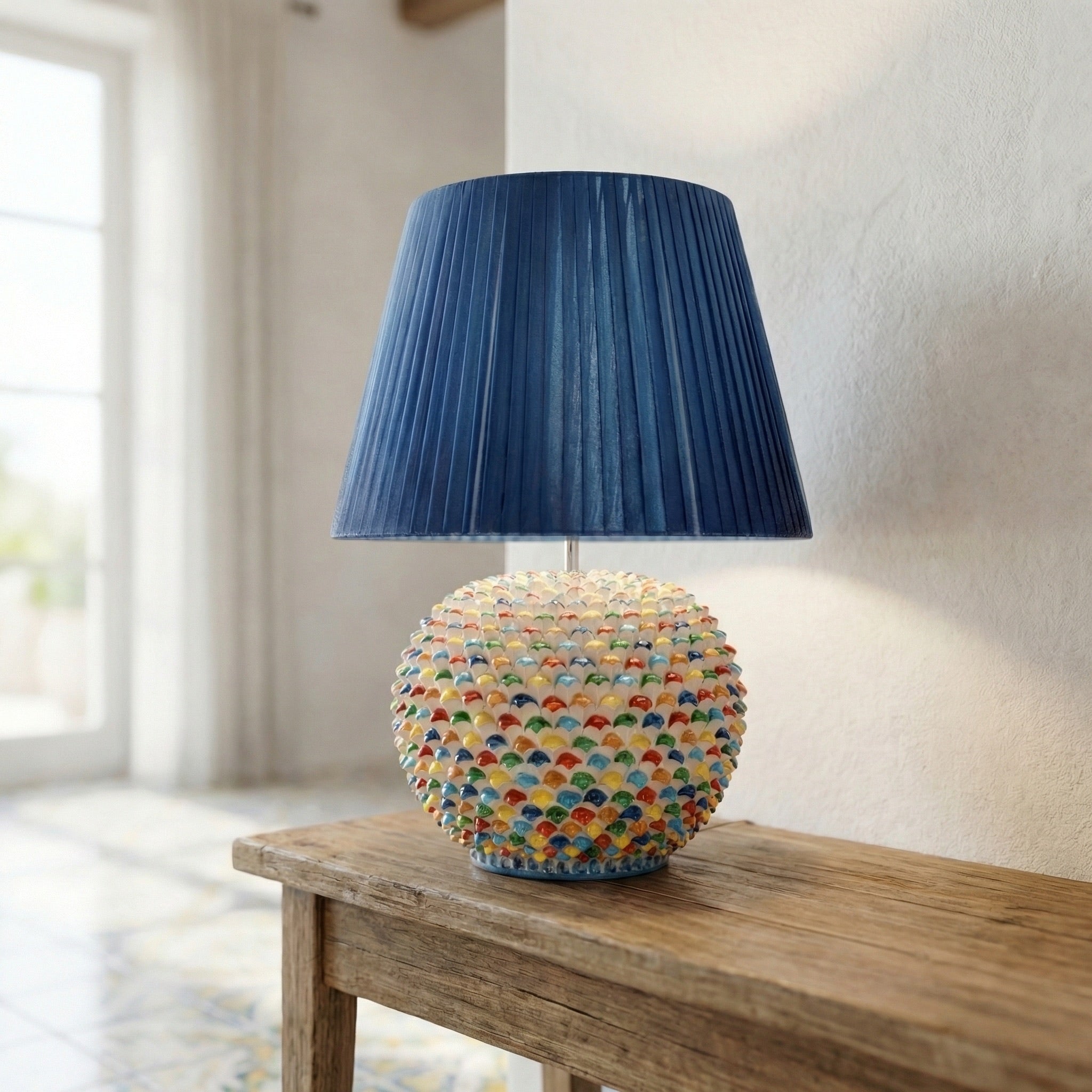 Lume a Palla Pigna Moderna in Ceramica di Caltagirone h 60 cm (ceramica h 30 cm)