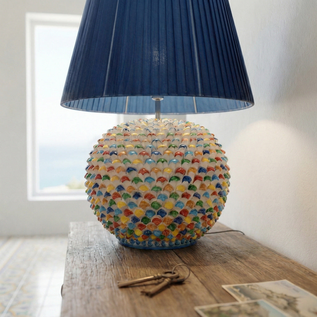 Lume a Palla Pigna Moderna in Ceramica di Caltagirone h 60 cm (ceramica h 30 cm)