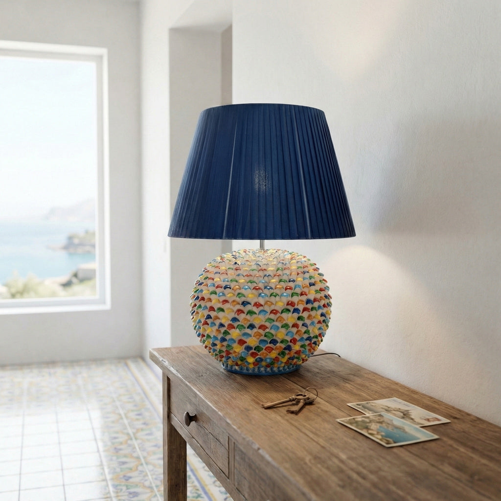 Lume a Palla Pigna Moderna in Ceramica di Caltagirone h 60 cm (ceramica h 30 cm)