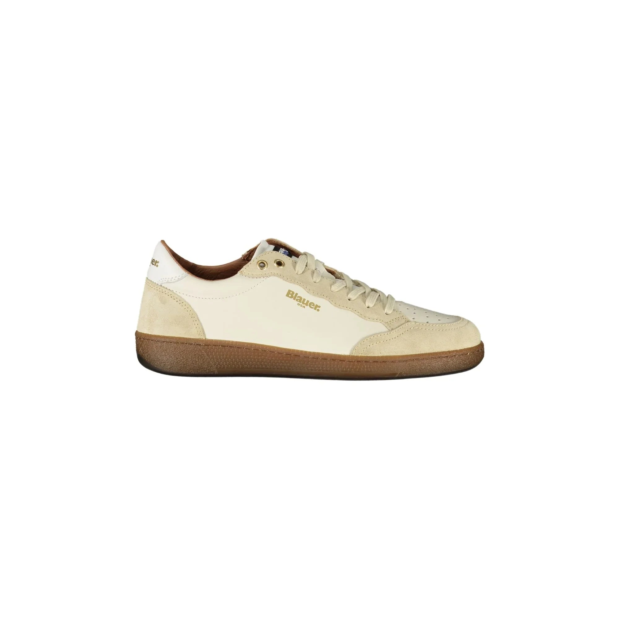 BLAUER Men's White Lace-up Sneakers with Contrast Details