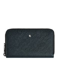 Montblanc Sartorial blue tweed 12-compartment zipped medium wallet 220362