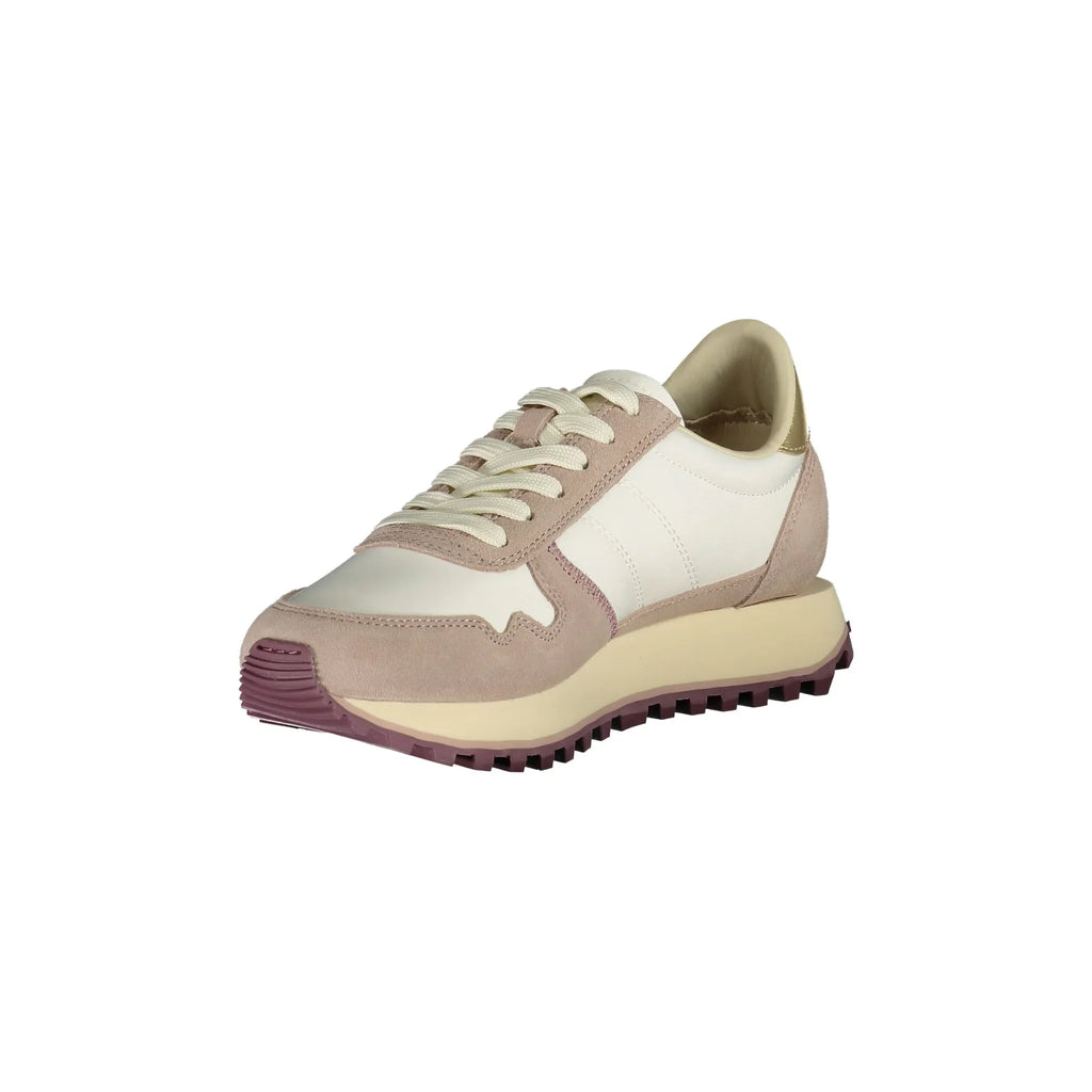 BLAUER Women's White Sneakers with Purple and Gold Details