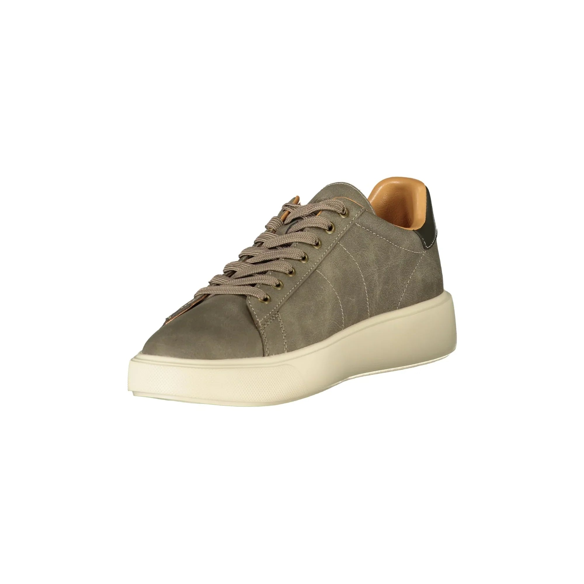 BLAUER Men's Grey Sneakers with Laces and Contrasting Sole